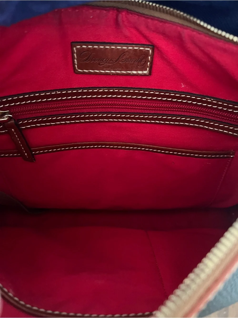 Dooney & Bourke Black Leather Shoulder Bag with Brown Trim